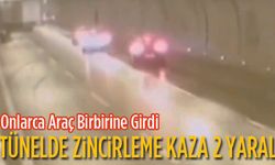Tünelde zincirleme kaza anı