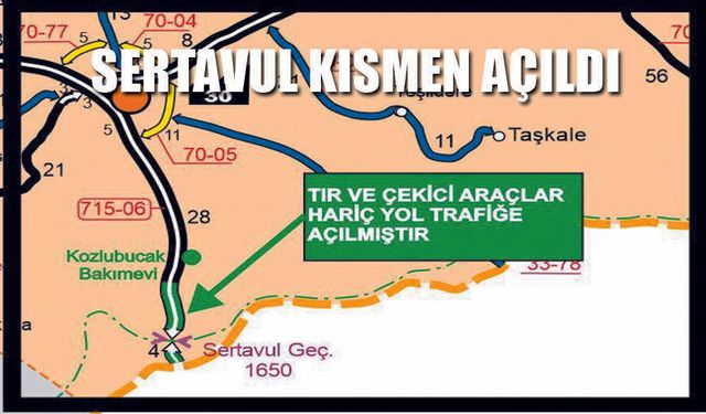 Sertavul Kısmen açıldı