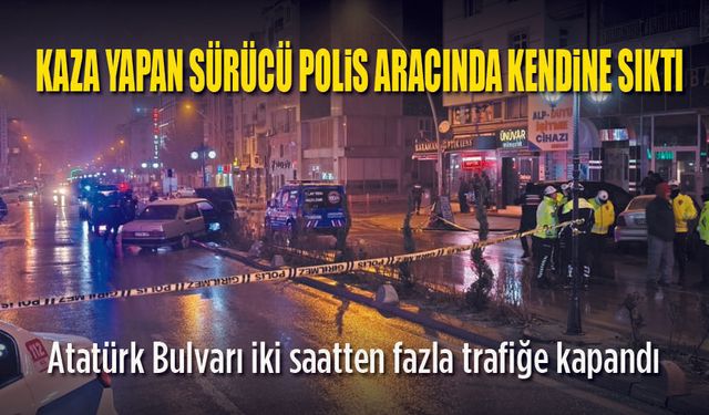 Kaza yapan sürücü kendine sıktı