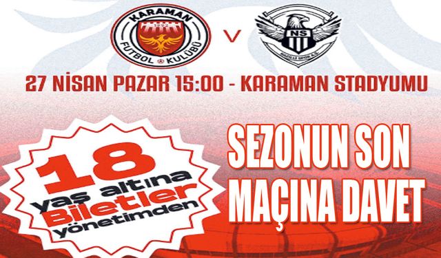 Karaman FK Yönetiminden sezonun son maçına davet