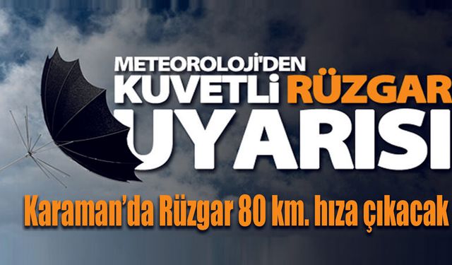 Karaman için Fırtına uyarısı