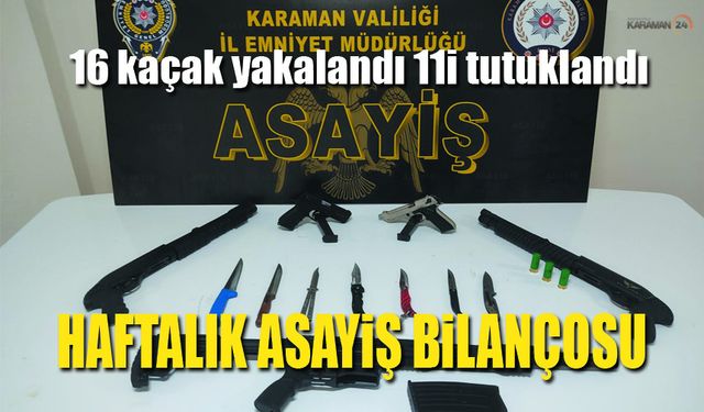 Karaman Emniyeti Haftalık denetleme bilançosu
