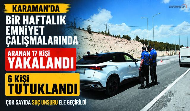 Karaman’da Polis Haftalık Raporu Açıklandı!