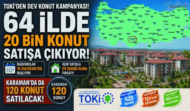 TOKİ’den 64 İlde 20 Bin Ev Satışa Çıkıyor Karaman'da..