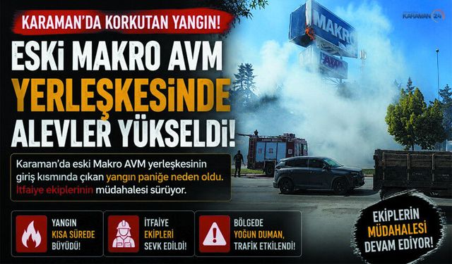 Karaman’da Eski Makro AVM’de Yangın Paniği!