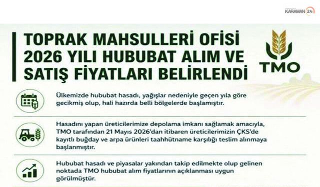 TMO 2026 Hububat Alım Fiyatlarını Açıkladı