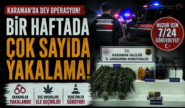 Karaman'da Bu hafta Jandarma 44 Aranan Şahıs Yakalandı