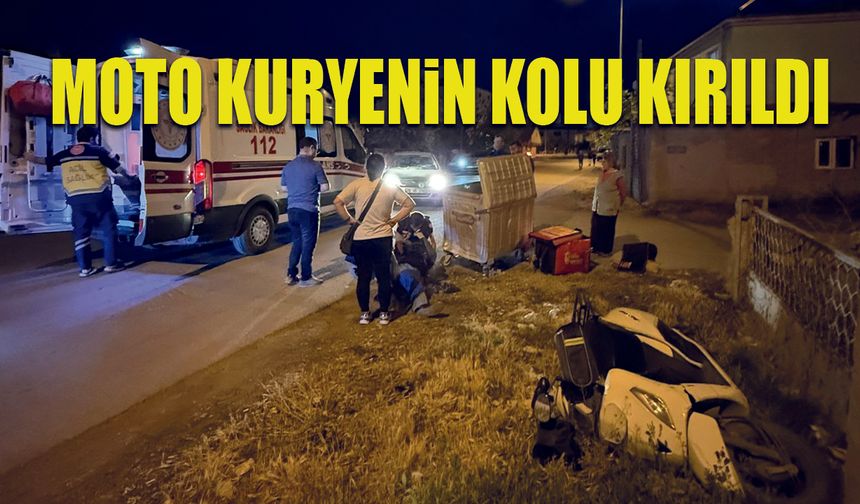 Motokurye Arabayla çarpıştı kolu kırıldı