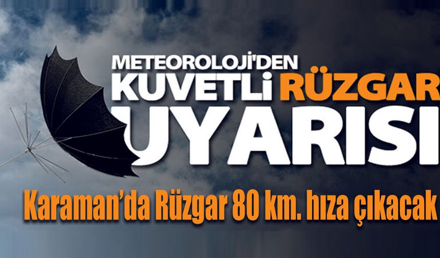 Karaman için Fırtına uyarısı