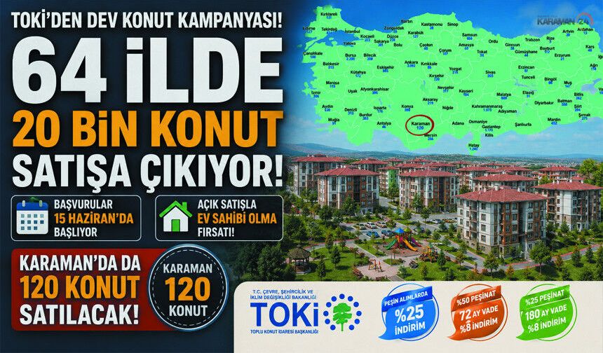 TOKİ’den 64 İlde 20 Bin Ev Satışa Çıkıyor Karaman'da..