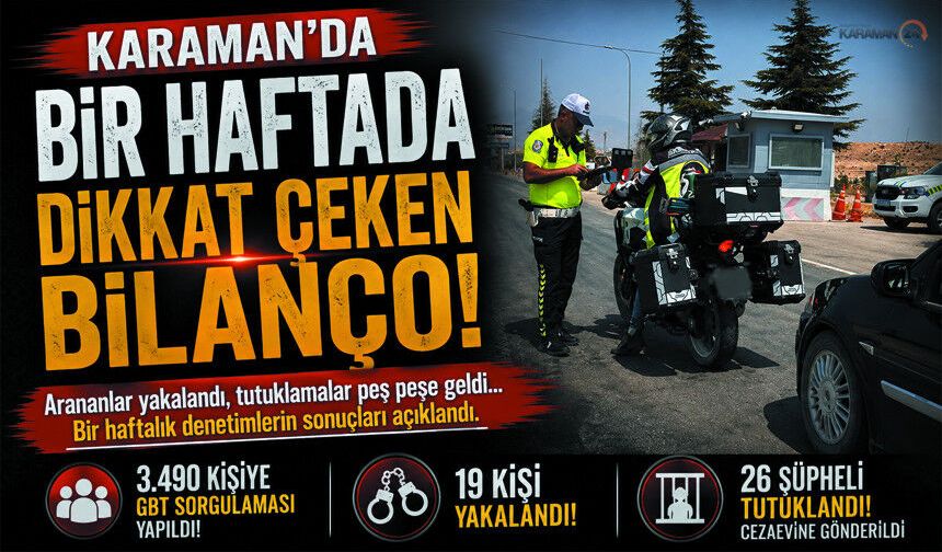 Emniyetten Karaman’da Bir Haftada 26 Tutuklama!