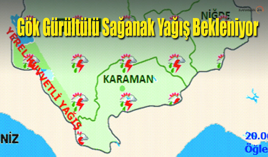 Karaman'da Gök Gürültülü Sağanak Yağış Bekleniyor