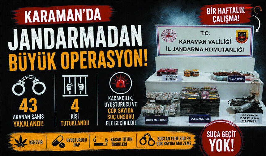 Karaman’da Jandarmadan Bir Haftada 43 Yakalama!